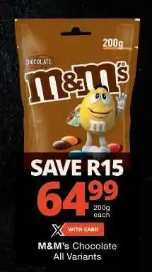 Checkers M&M's Chocolate All Variants offer