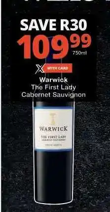 Checkers WARWICK The First Lady Cabernet Sauvignon offer