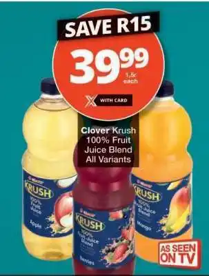 Checkers Clover Krush 100 Fruit Juice Blend offer