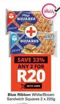 Checkers Blue Ribbon White/Brown Sandwich Squares 2 x 220g offer