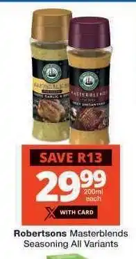 Checkers Robertsons Masterblends Seasoning All Variants offer