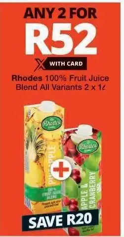 Checkers RHODES 100% FRUIT JUICE BLEND offer