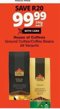 Checkers House of Coffees Ground Coffee/Coffee Beans offer
