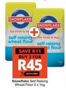 Checkers Snowflake Self Raising Wheat Flour 2 x 1kg offer
