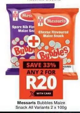 Checkers MESSARIS Bubbles Maize Snack offer