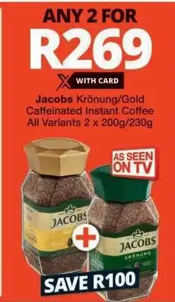 Checkers Jacobs Krönung/Gold Caffeinated Instant Coffee offer