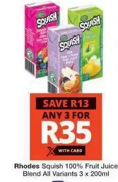 Checkers RHODES SQUISH 100% FRUIT JUICE BLEND offer