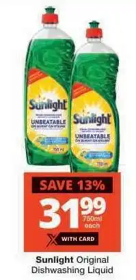 Checkers Sunlight Original Dishwashing Liquid offer