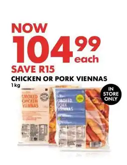 Woolworths Chicken or Pork Viennas offer