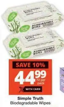 Checkers Simple Truth Biodegradable Wipes offer