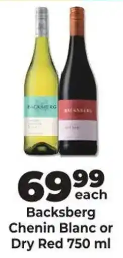Diamond Discount Liquor Backsberg Chenin Blanc or Dry Red offer
