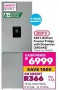 Game Defy 348L Bottom Freezer Fridge With Dispenser DAC645 offer