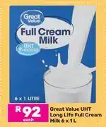 Game Great Value UHT Long Life Full Cream Milk-6 x 1L Each offer