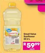 Game Great Value Sunflower Oil-2L Each offer