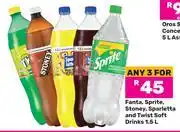 Game Fanta, Sprite, Stoney, Sparletta & Twist Soft Drinks-For 3 x 1.5L offer