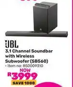Game JBL 3.1 Channel Soundbar With Wireless Subwoofer SB560 offer