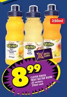 Shoprite Clover krush fruit nectar blend all variants offer