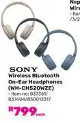 Game Sony Wireless Bluetooth On Ear Headphones WH-CH520WZE-Each offer