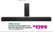Game Hisense 2.1 Channel Soundbar With Wireless Subwoofer HS2100 offer