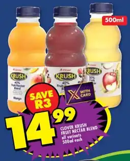 Shoprite Clover krush fruit nectar blend all variants offer