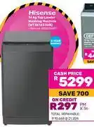 Game Hisense 14Kg Top Loader Washing Machine WT3K1423UB offer