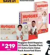 Game Huggies Gold Nappies Or Pants Jumbo Pack Or Extra Care Value Pack Assorted Sizes-Each offer