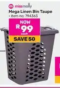 Game Miss Molly Mega Linen Bin Taupe-Each offer