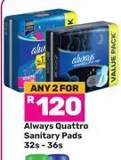 Game Always Quattro Sanitary Pads-For 2 x 32s-36s offer