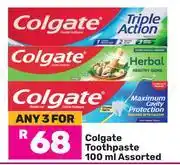 Game Colgate Toothpaste Assorted-For 3 x 100ml offer