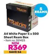 Game Mondi Rotatrim A4 White Paper 5 x 500 Sheet Ream Box offer