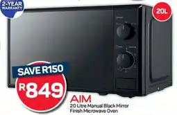 Pick n Pay Hypermarket AIM Manual Black Mirror Finish Microwave Oven offer