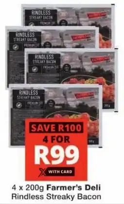 Checkers Farmer's Deli Rindless Streaky Bacon offer