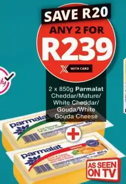 Checkers Parmalat Cheddar/ Mature/ White Cheddar/ Gouda/ White Gouda Cheese offer