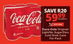 Checkers WITHCoca-Cola Original/ Light/ No Sugar/ Zero Cold Drink Cans offer
