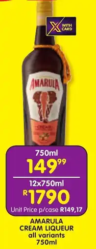 Shoprite Liquor Amarula cream liqueur all variants offer