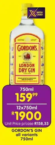 Shoprite Liquor Gordon's gin all variants offer