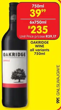 Shoprite Liquor Oakridge wine all variants offer