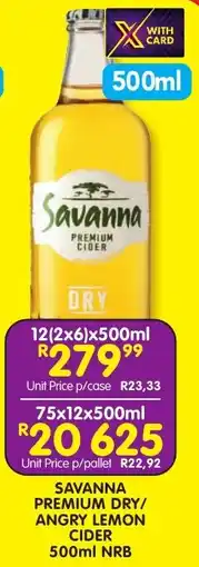 Shoprite Liquor Savanna premium dry/ angry lemon cider nrb offer