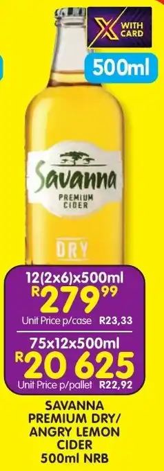 Shoprite Liquor Savanna premium dry/ angry lemon cider nrb offer