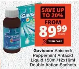 MediRite Gaviscon Aniseed/ Peppermint Antacid Liquid Double Action Sachets offer