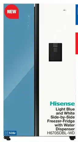 OK Furniture Hisense Light Blue and White Side-by-Side Freezer-Fridge with Water Dispenser offer