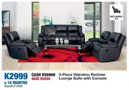 Valentino Recliner Lounge Suite with Console