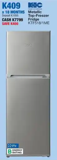 OK Furniture KIC Metallic Top-Freezer Fridge offer