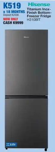 OK Furniture Hisense Titanium Inox-Finish Bottom-Freezer Fridge offer