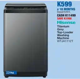 OK Furniture Hisense Titanium Grey Top-Loader Washing Machine offer