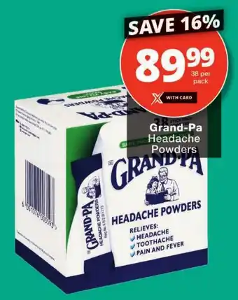 Checkers Grand-Pa Headache Powders offer