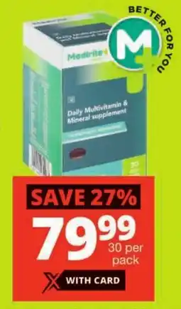 Checkers Medirite Daily Multivitamin & Mineral Supplement Softgel Capsules offer