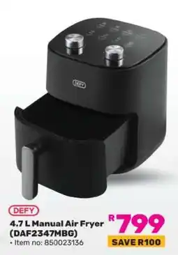 Game DEFY 4.7 L Manual Air Fryer (DAF2347MBG) offer