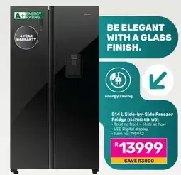 Game 514 L Side-by-Side Freezer Fridge (H670SMIB-WD) offer