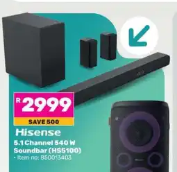 Game Hisense 5.1 Channel 540 W Soundbar (HS5100) offer